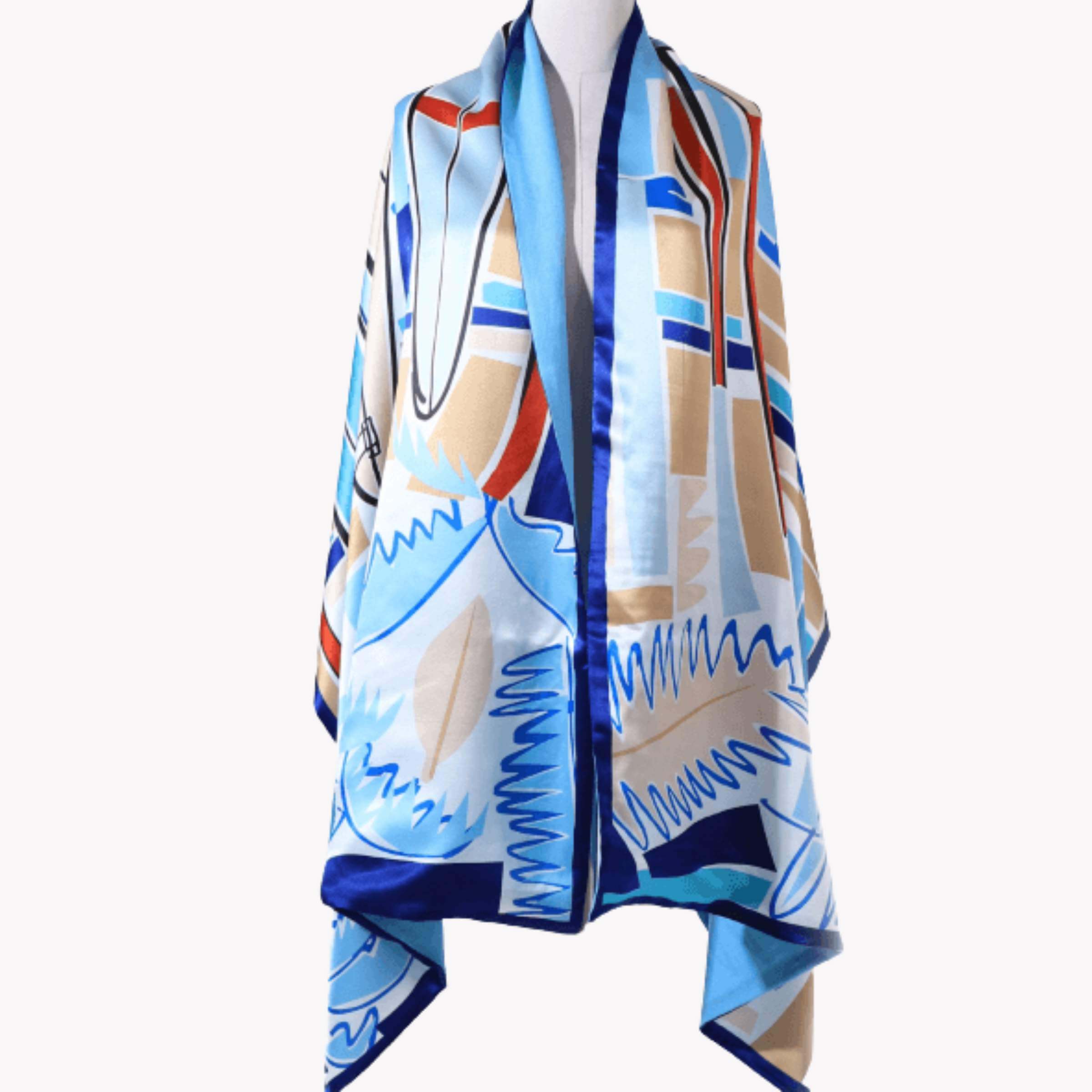 Double-sided scarf in silk and wool