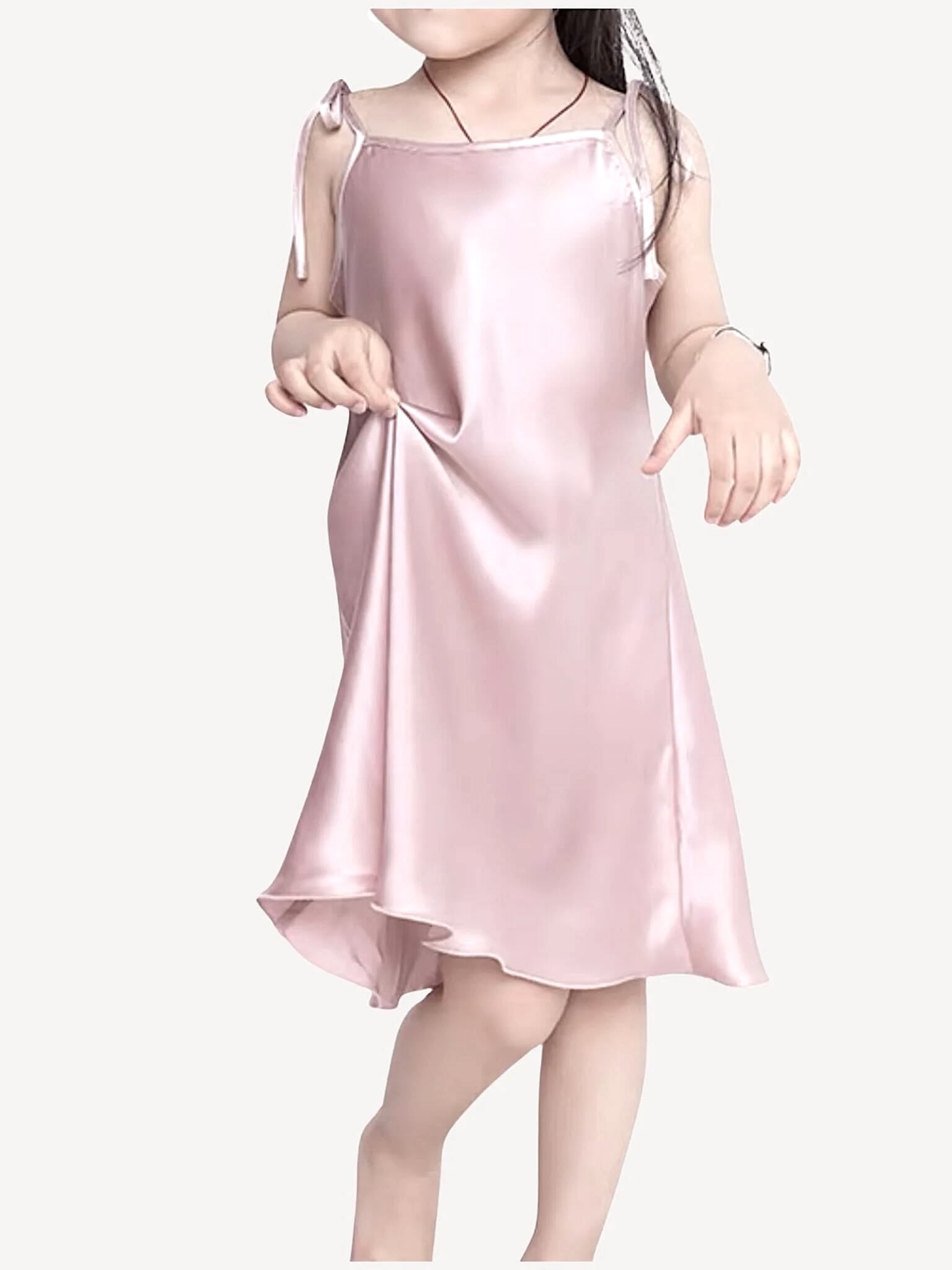 Girls' silk dress with thin straps