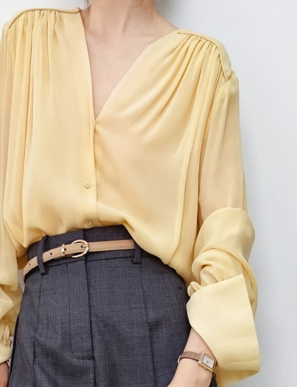 Double-layer chiffon silk blouse (Sample sale)