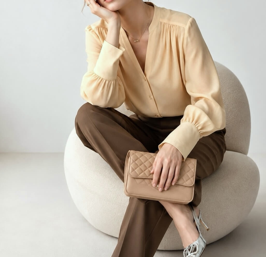 Blouse en soie en mousseline double épaisseur (Vente d’échantillon)