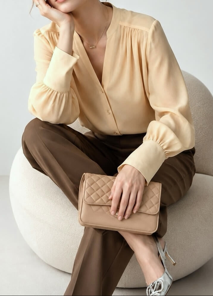 Blouse en soie en mousseline double épaisseur (Vente d’échantillon)