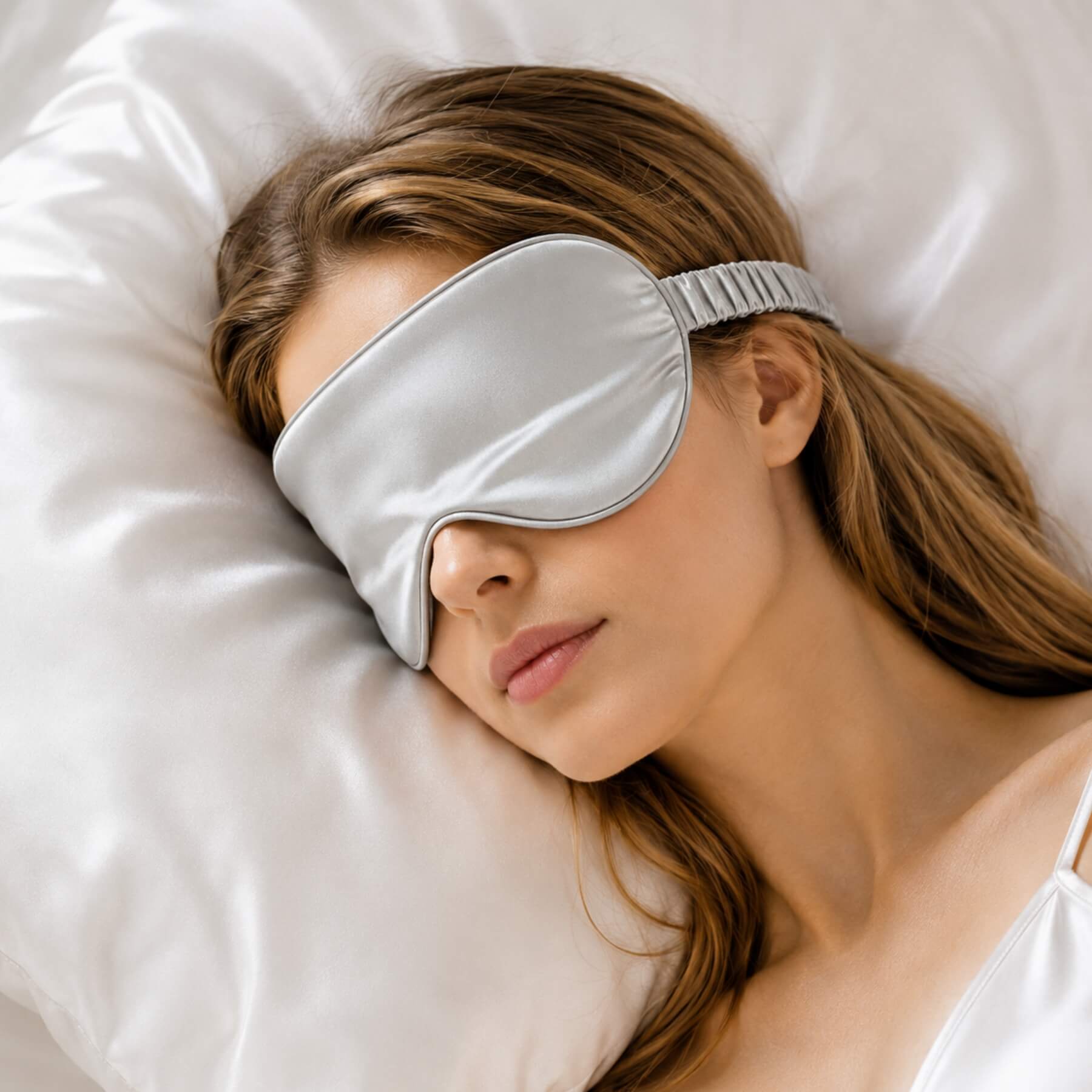 Masque pour les yeux en soie avec bande élastique enveloppée de soie