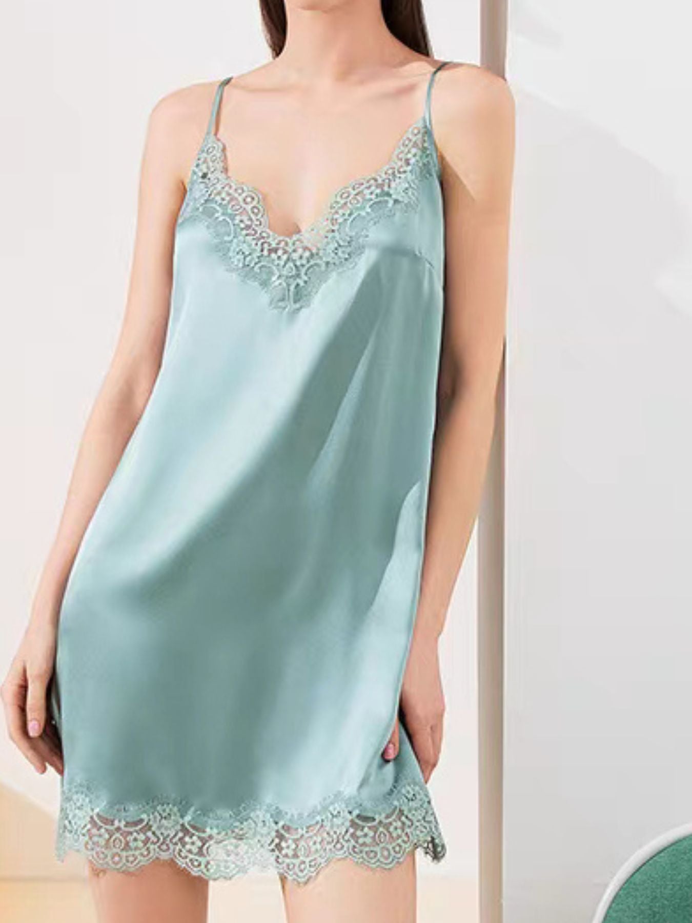 Silk negligee with adjustable straps