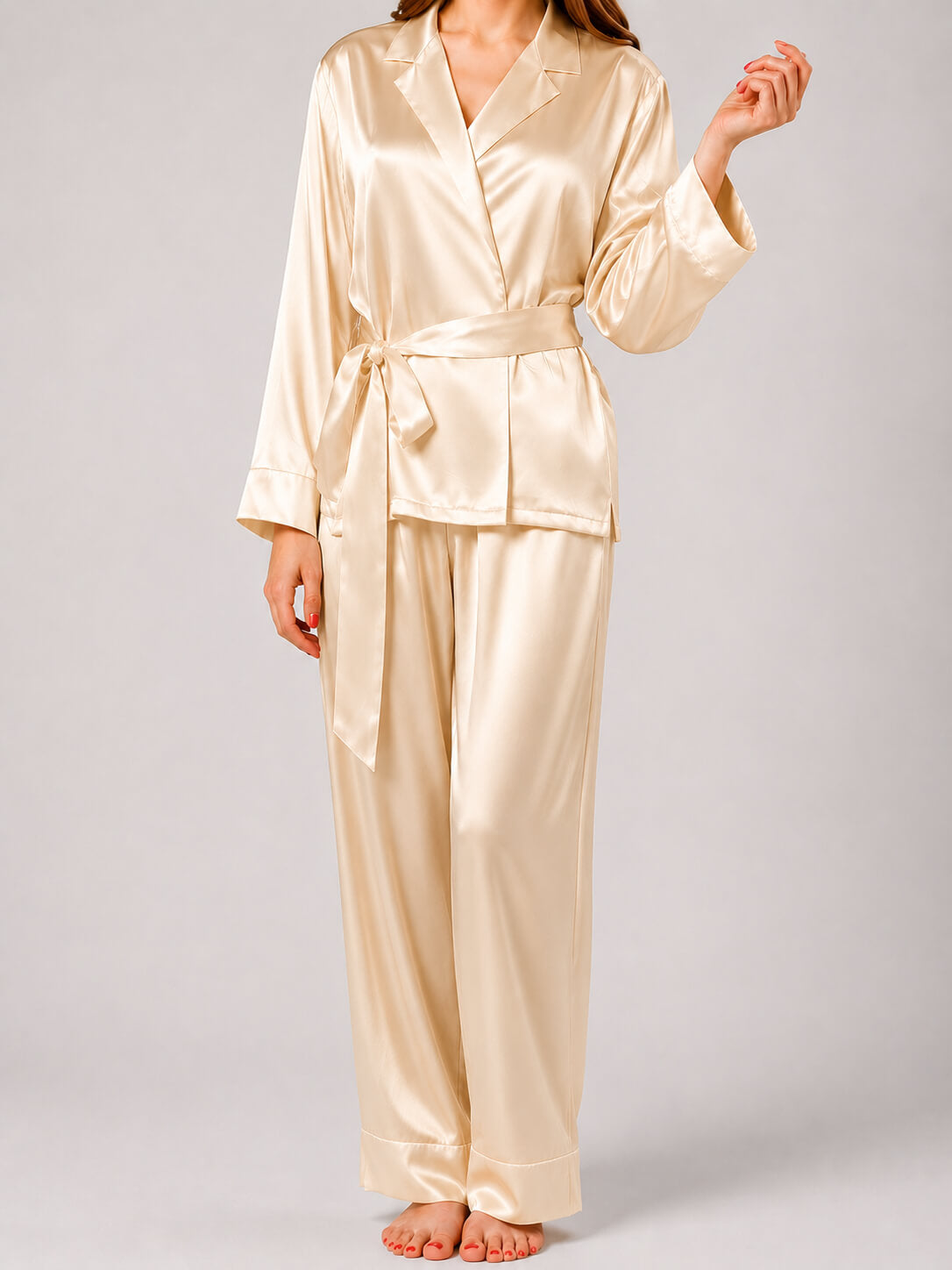 Ensemble pyjama en soie pour femme