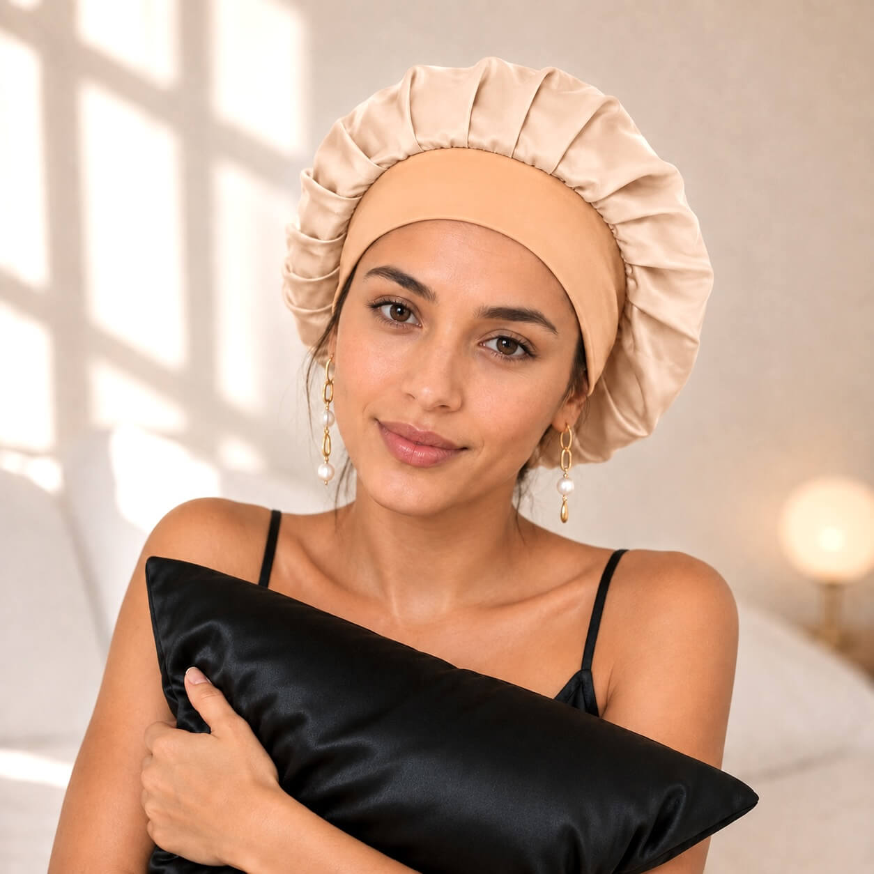Bonnet de nuit en soie (Avec bandeau réglable)
