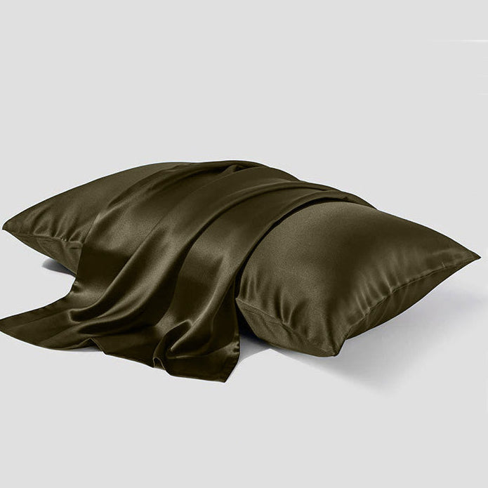 22momme silk pillowcases, khaki green