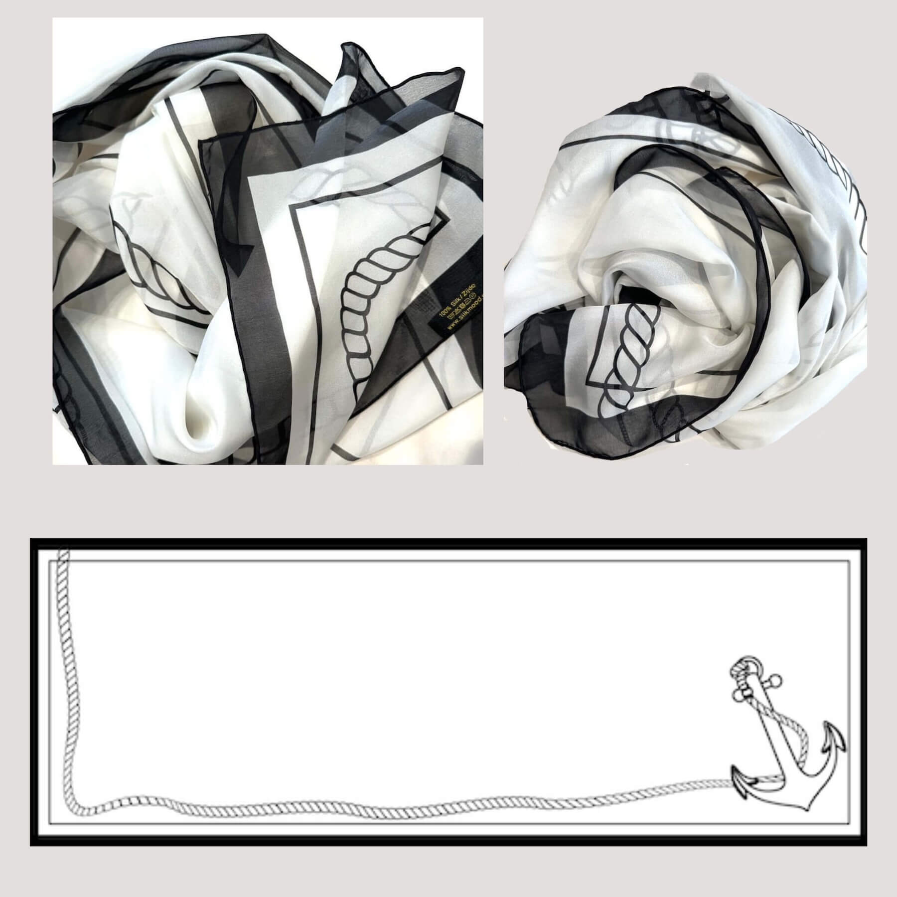 Foulard en chiffon de soie - Ancre