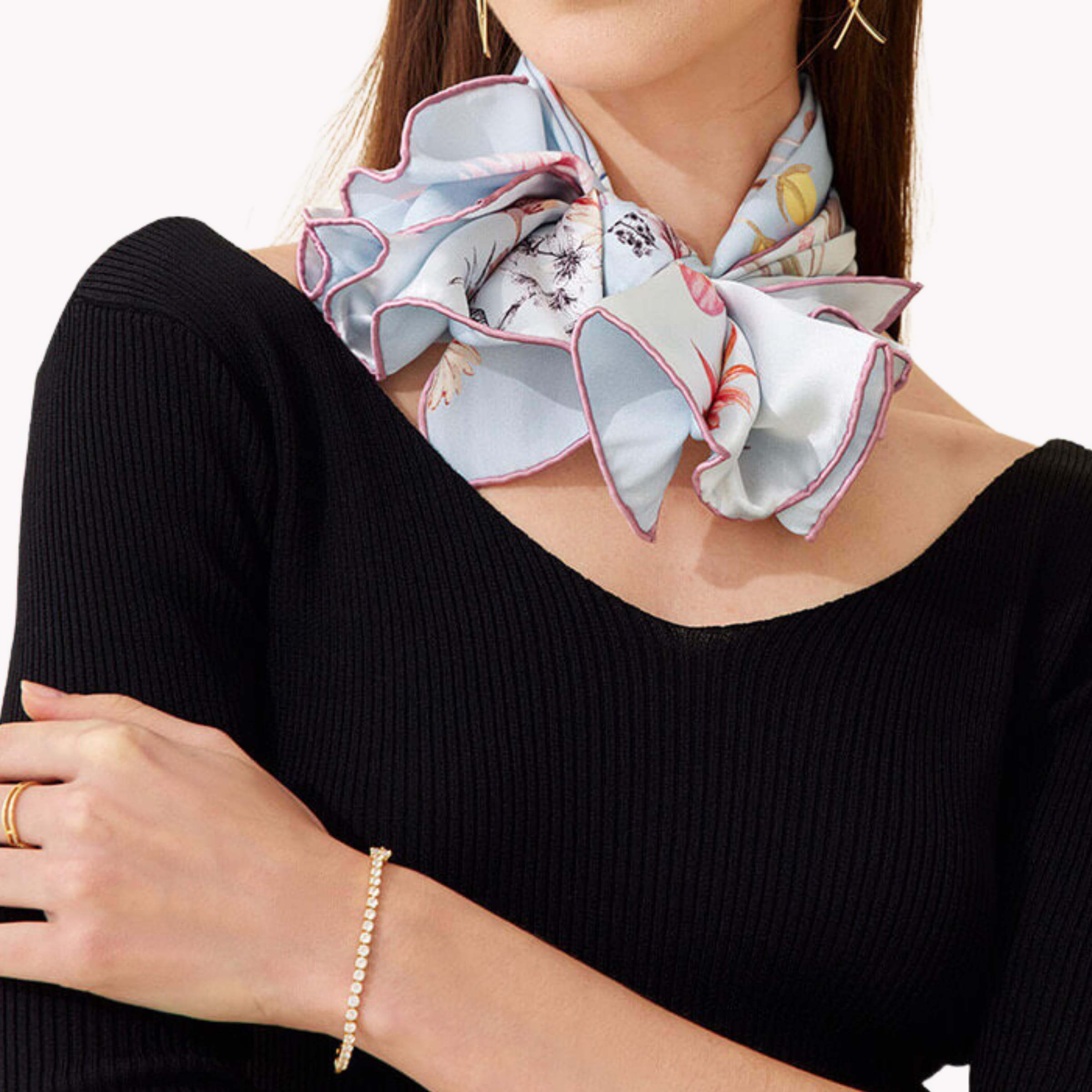 Floral silk scarf (90×90 cm)