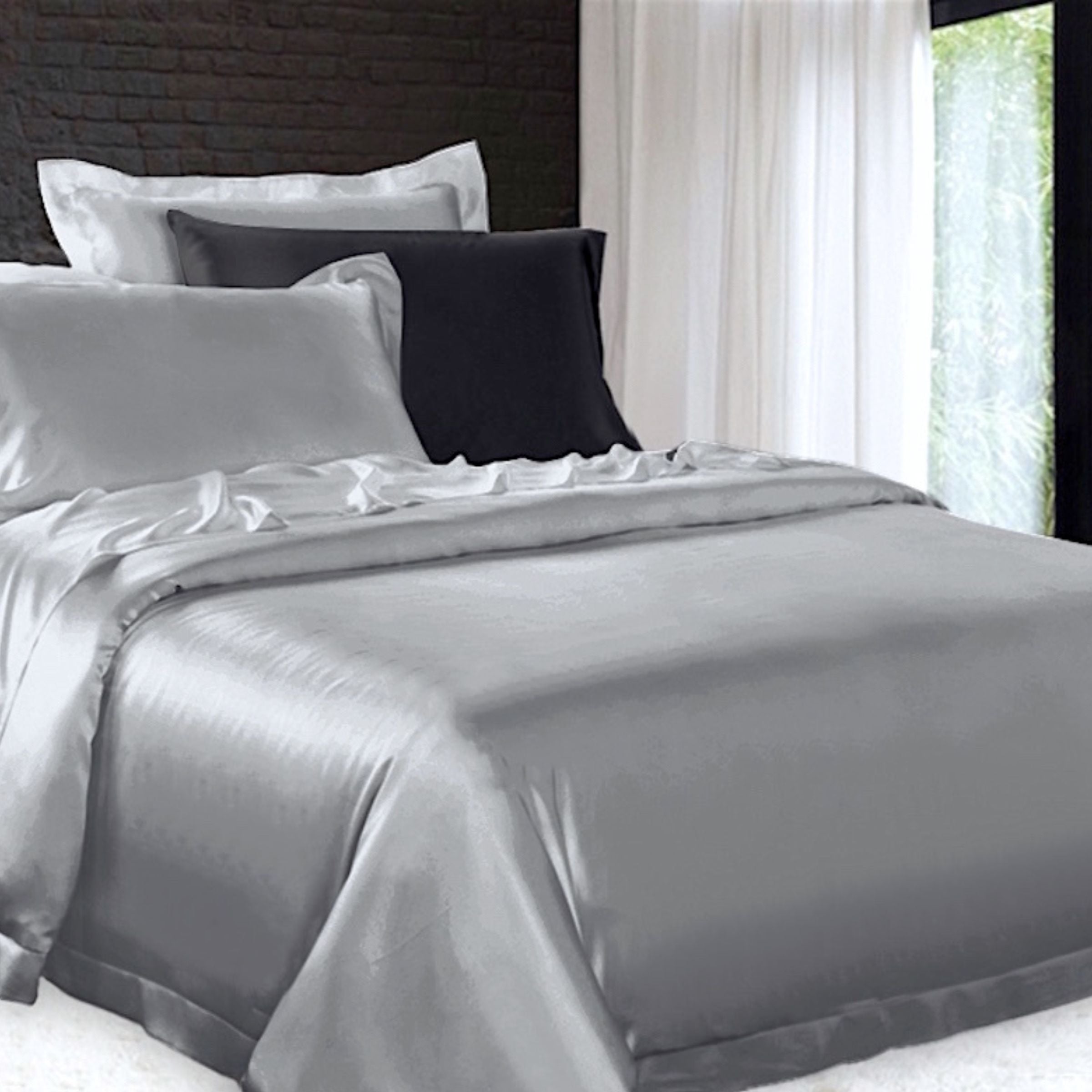Housse de couette en soie 22momme Gris argent