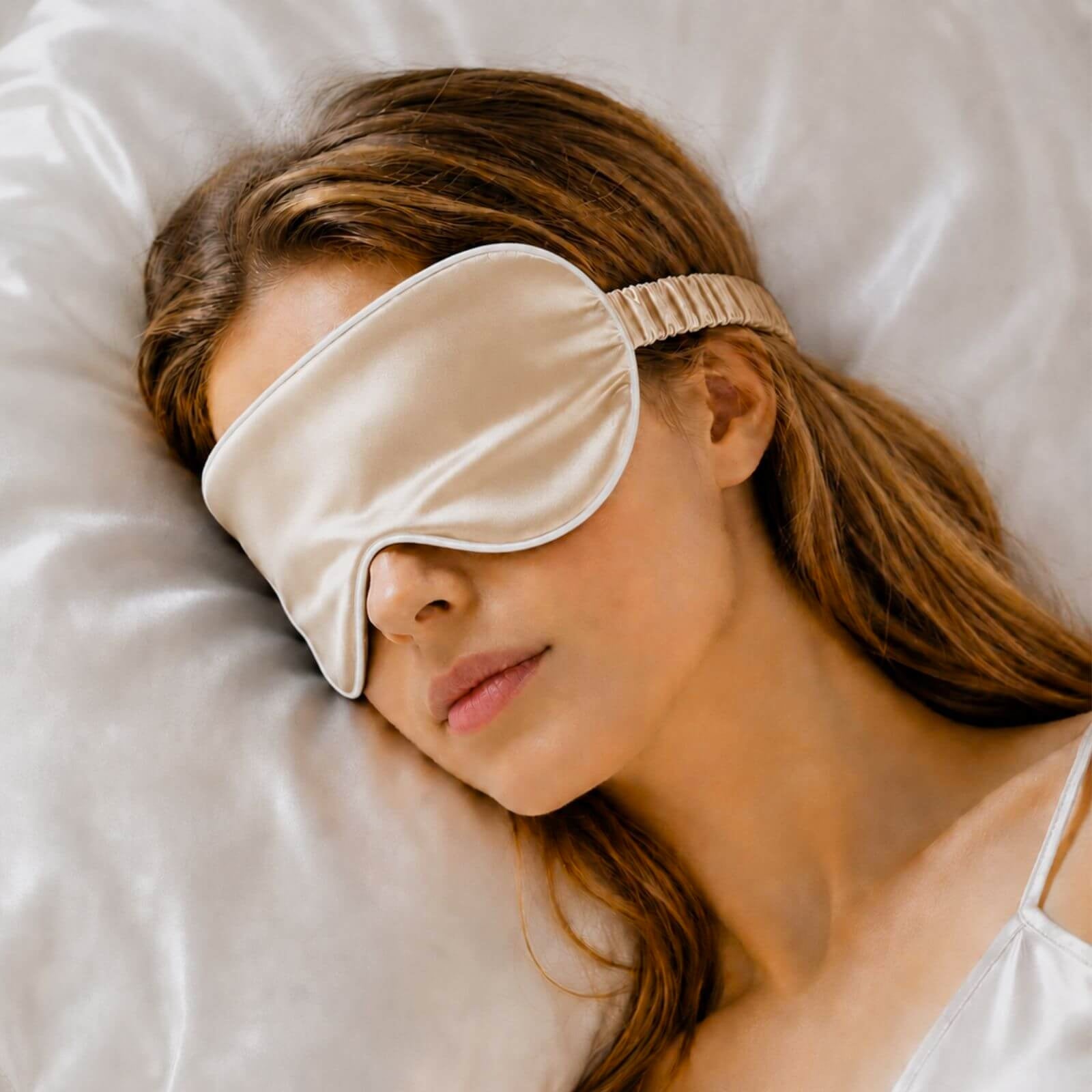 Masque pour les yeux en soie avec bande élastique enveloppée de soie