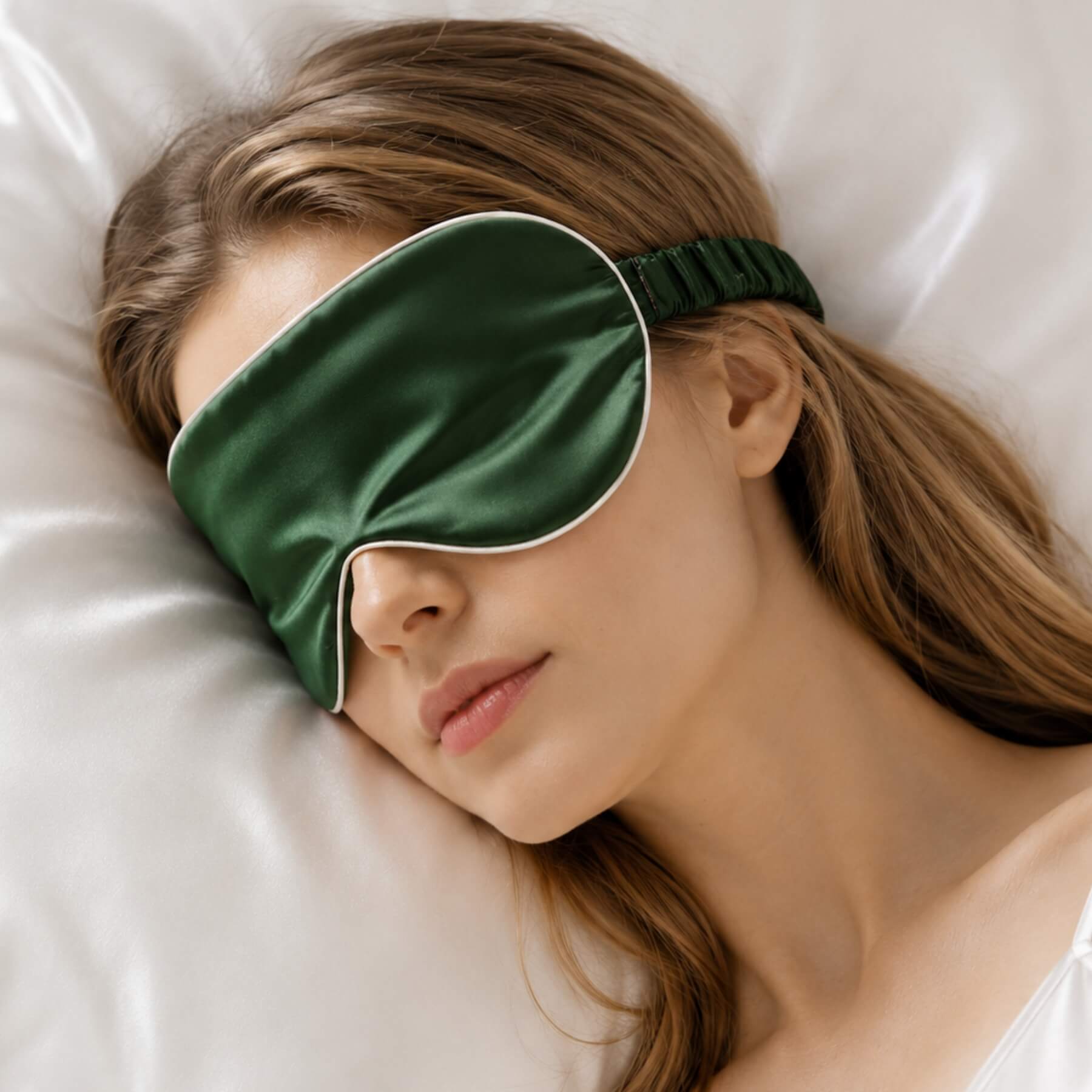 Masque pour les yeux en soie avec bande élastique enveloppée de soie