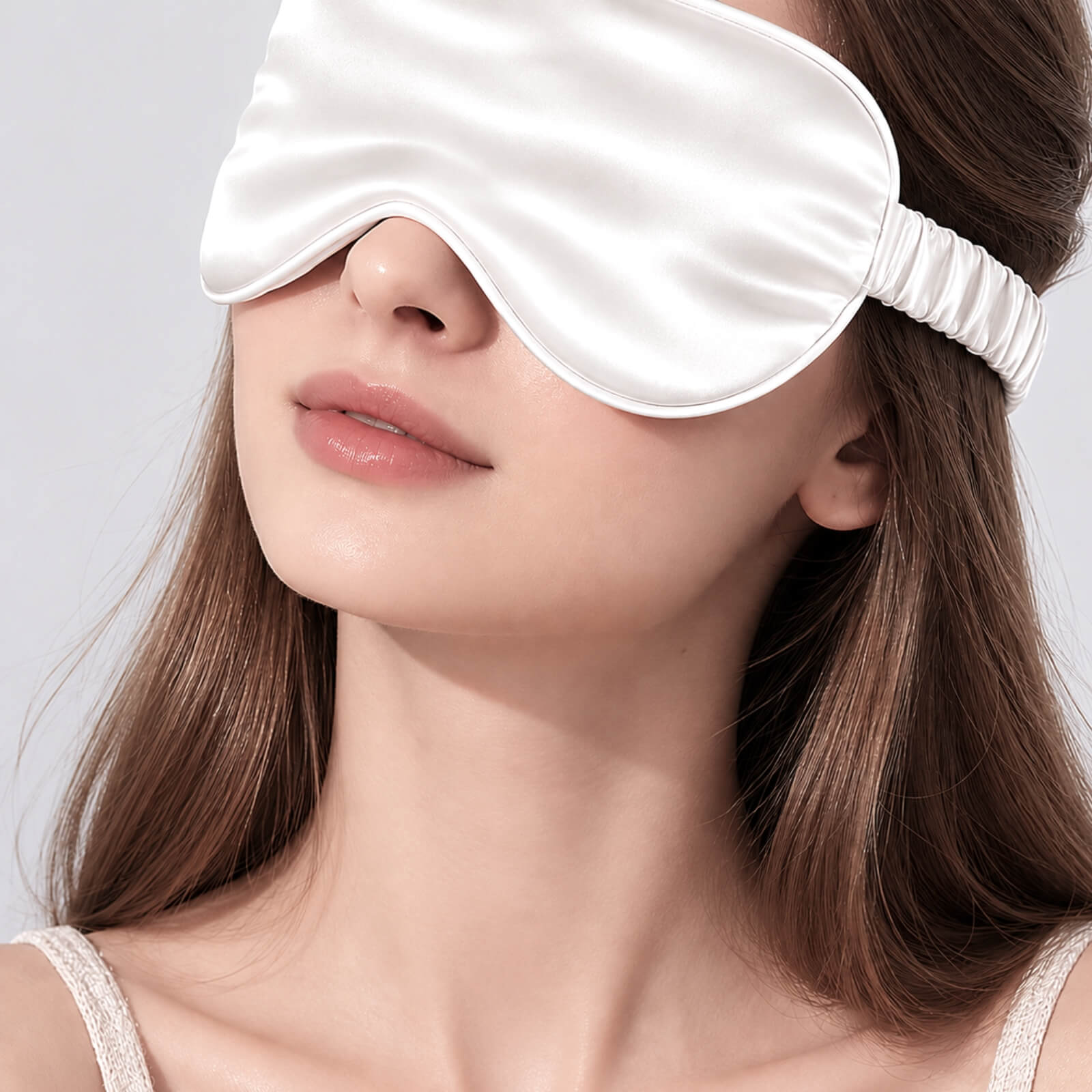 Masque pour les yeux en soie avec bande élastique enveloppée de soie