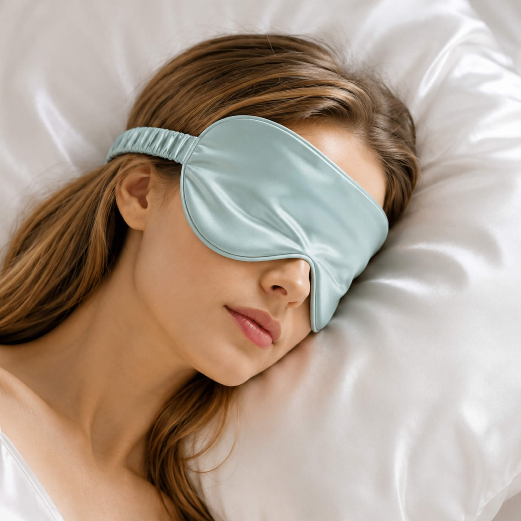 Masque pour les yeux en soie avec bande élastique enveloppée de soie
