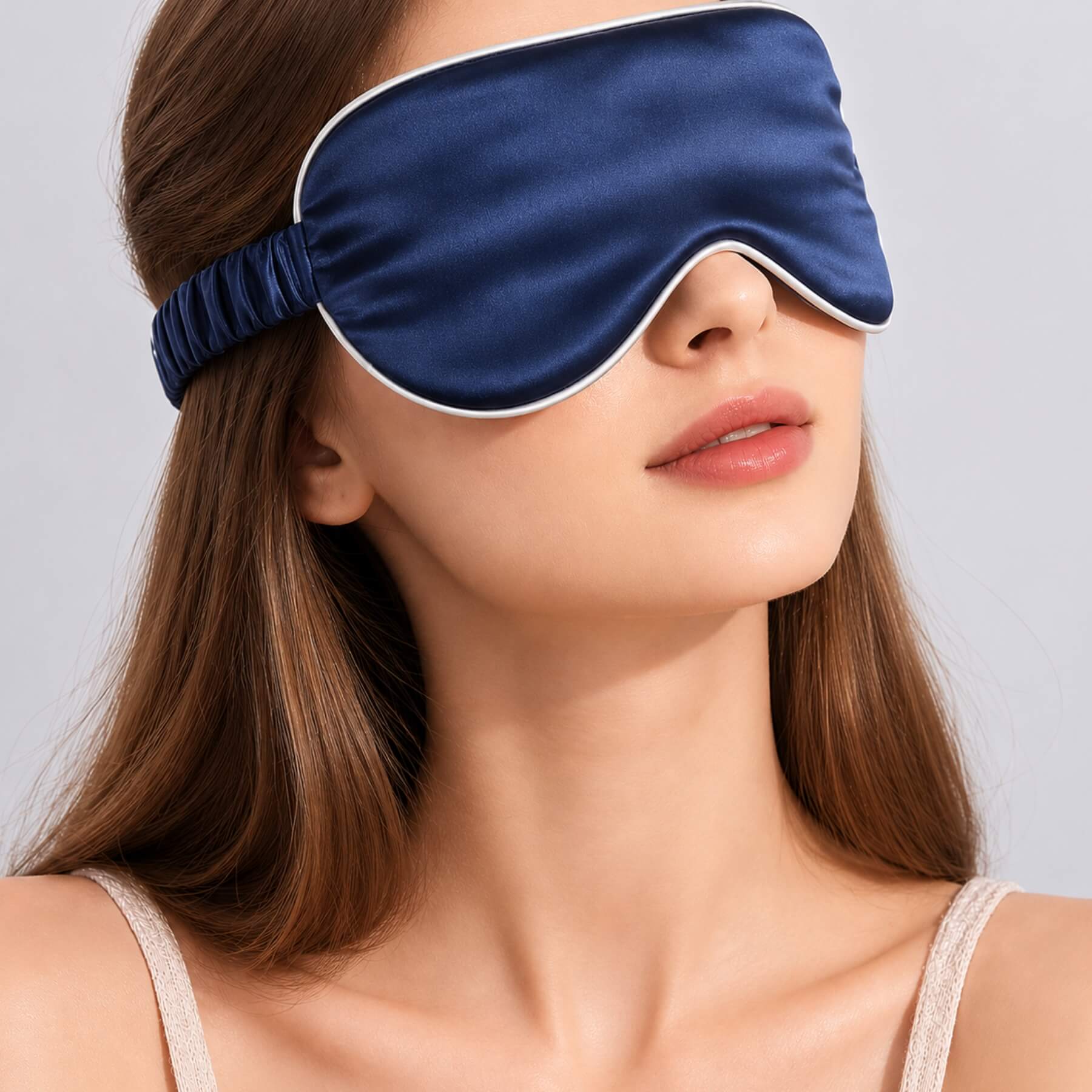 Masque pour les yeux en soie avec bande élastique enveloppée de soie