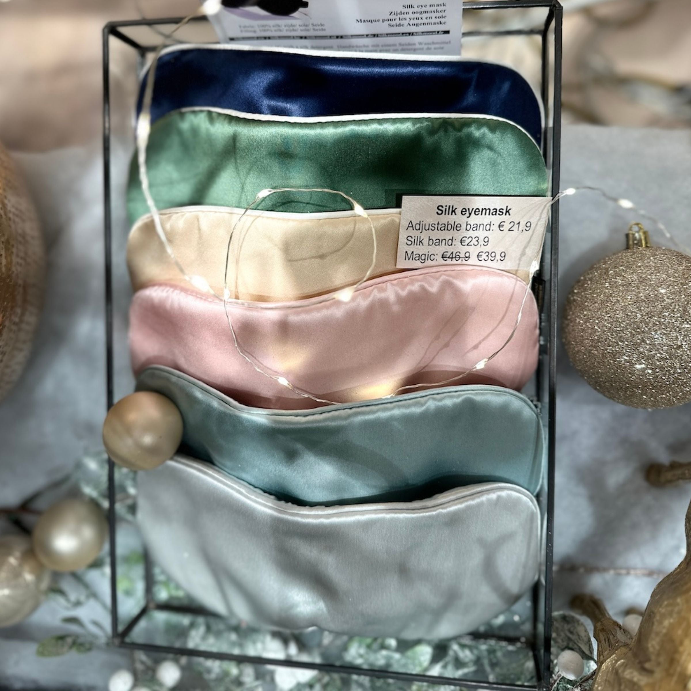 Masque pour les yeux en soie avec bande élastique enveloppée de soie